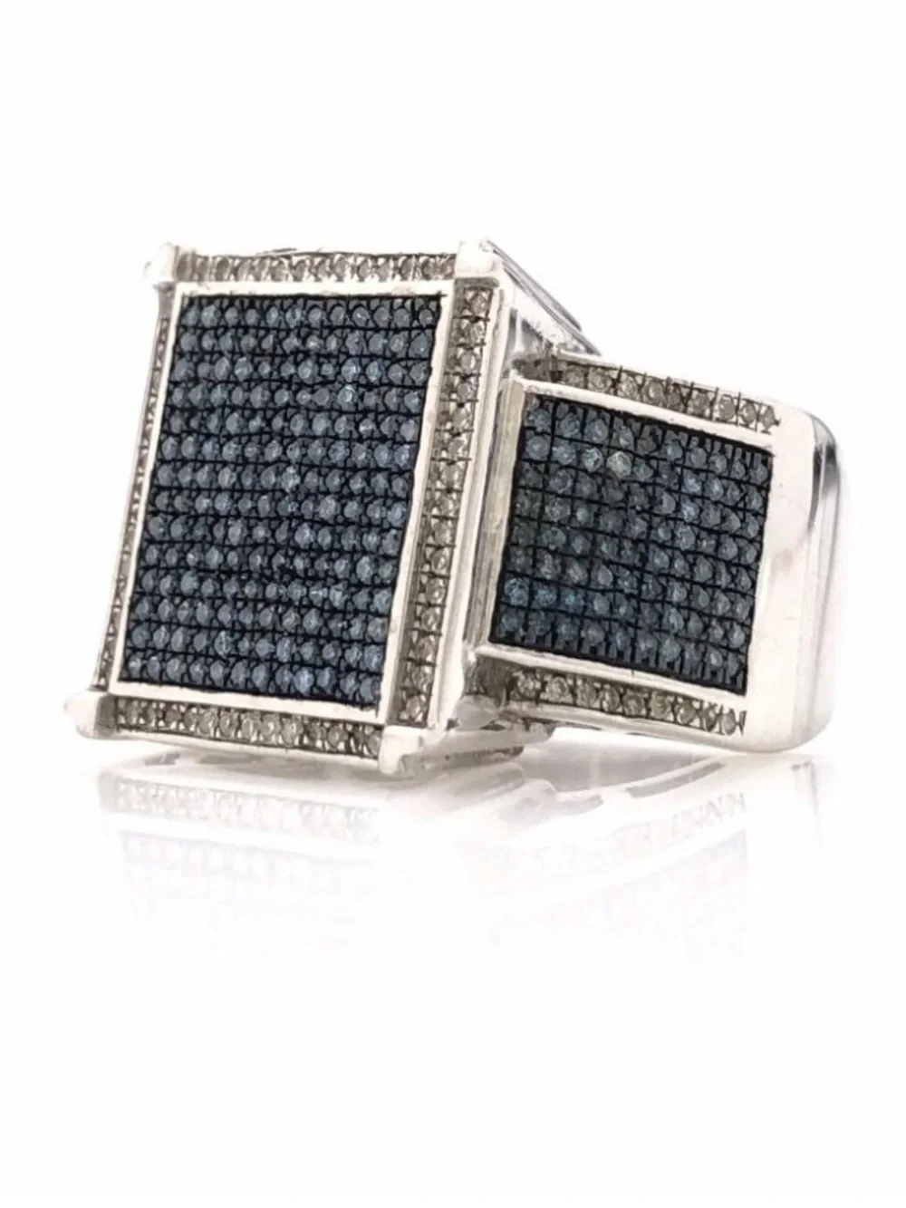 JTV Sterling Silver Blue Velvet Micropave Diamond Ring (0.50 CTW).